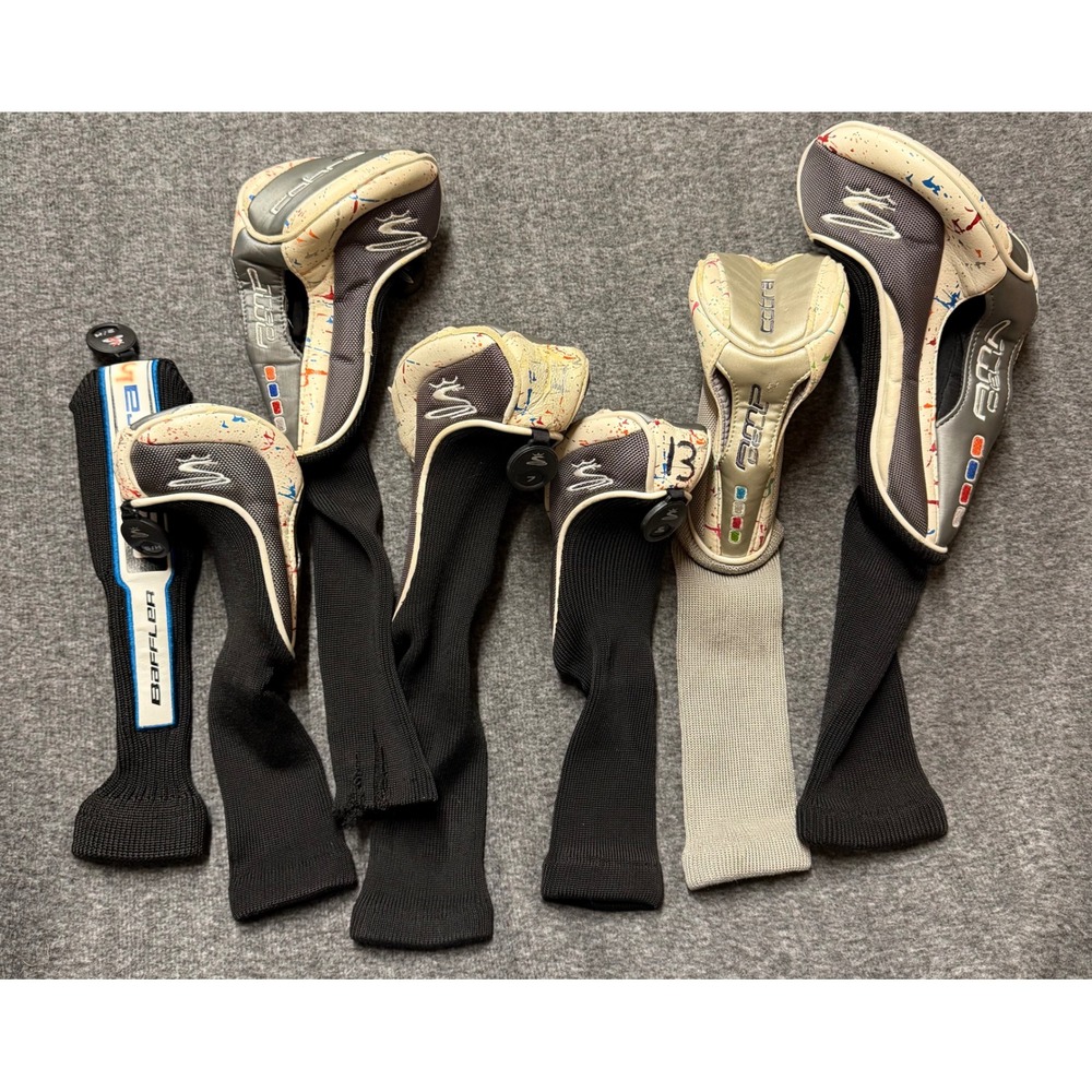 Cobra Golf Headcover Lot AMP Cell Paint Splatter Baffler Hybrid Driver Wood 7pc